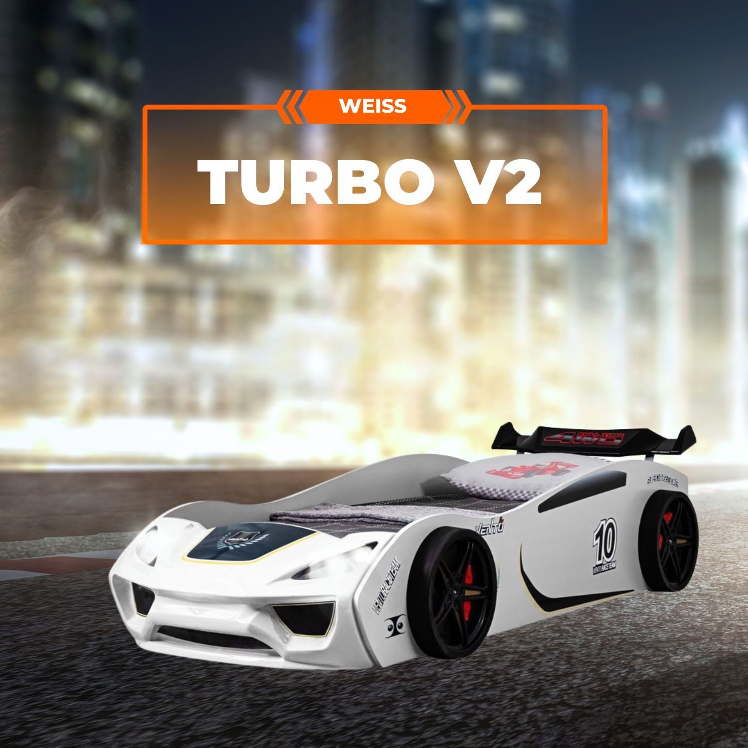 TRAUMMÖBEL Autobett TURBO V2 (Komplett-Set Bett und Lattenrost), Weiß Kinde günstig online kaufen