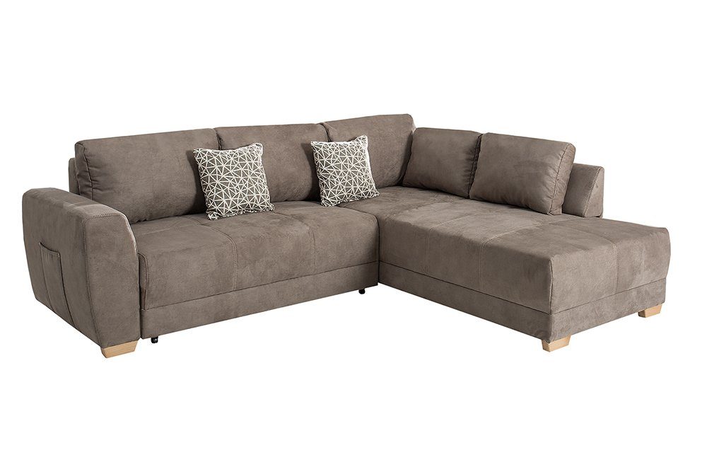 riess-ambiente Ecksofa NORWAY 255cm taupe, mit Bettfunktion und Bettkasten