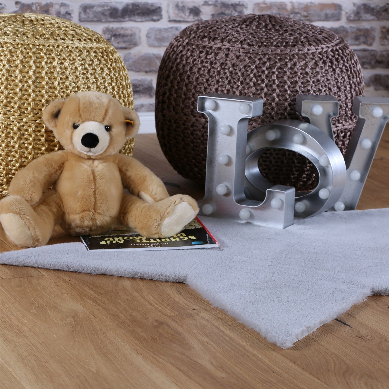 Kayoom Kinderteppich Lille 868, sternförmig, Höhe: 15 mm, Kurzflor, Rabbit, weich flauschig, Stern Kontur