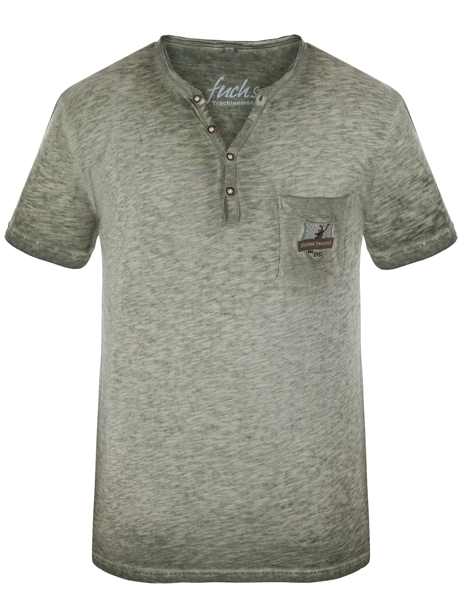 FUCHS T-Shirt oliv % Shirt Baumwolle aus Theo 100 Trachten