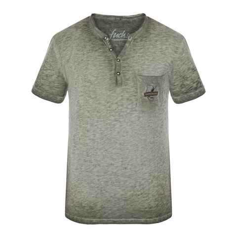 FUCHS T-Shirt Trachten Shirt Theo oliv aus 100 % Baumwolle