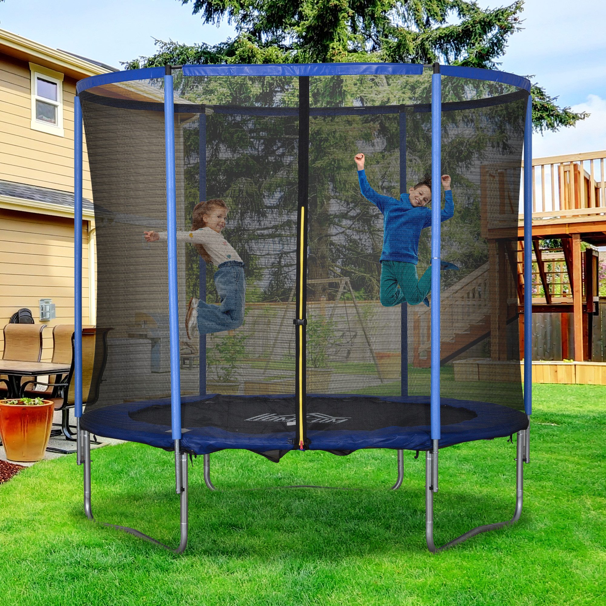 HOMCOM Fitnesstrampolin Trampolin mit Sicherheitsnetz, Ø 244 cm, (Gartentrampolin, 1 tlg., Trampolin), für Garten, Schwarz