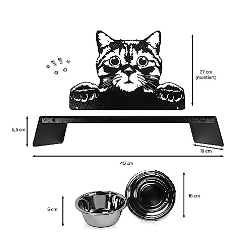 trendforge Futternapf Süßer Futternapf für Katzen 2 Schalen Trinken und Essen, Edelstahl, Abnehmbar, Dauerhaft, Rutschfest