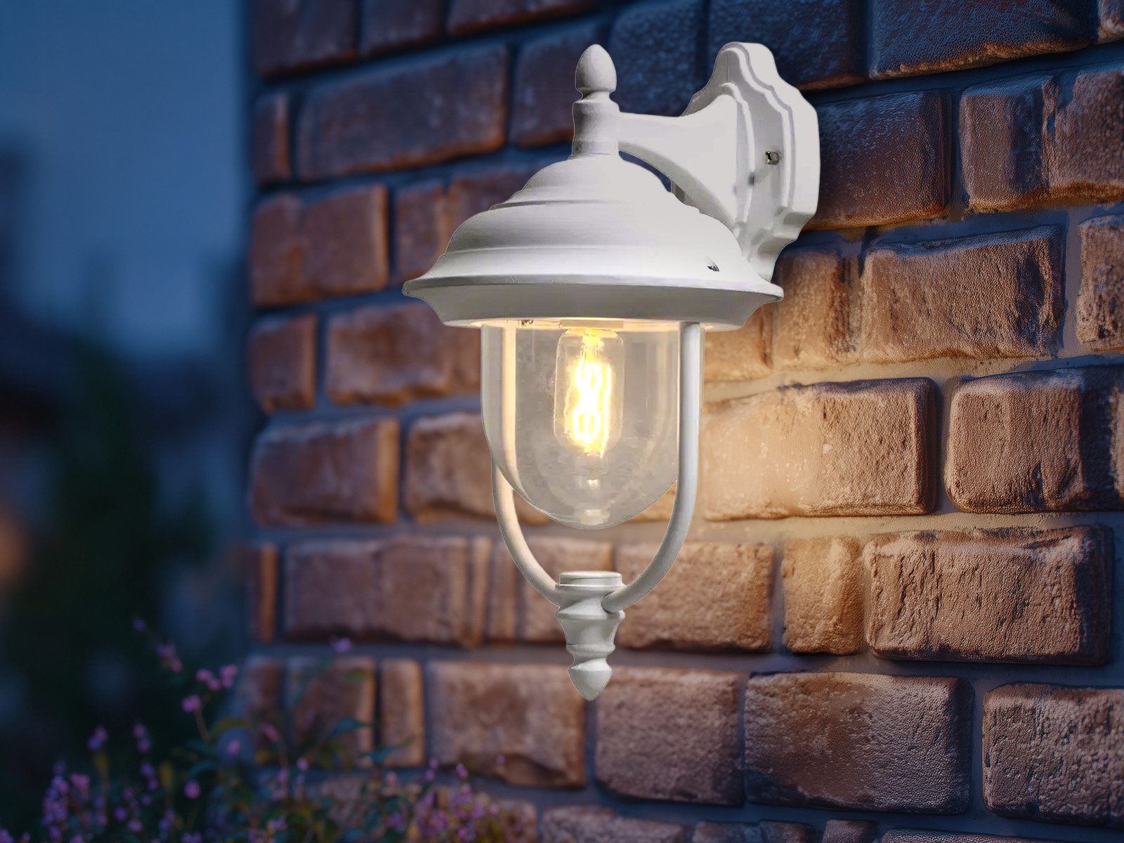 KONSTSMIDE LED Außen-Wandleuchte große Wandlaterne hängend, Höhe 46cm, LED wechselbar, Warmweiß, Wand Außenleuchte, Fassadenbeleuchtung Landhausstil inkl. Leuchtmittel