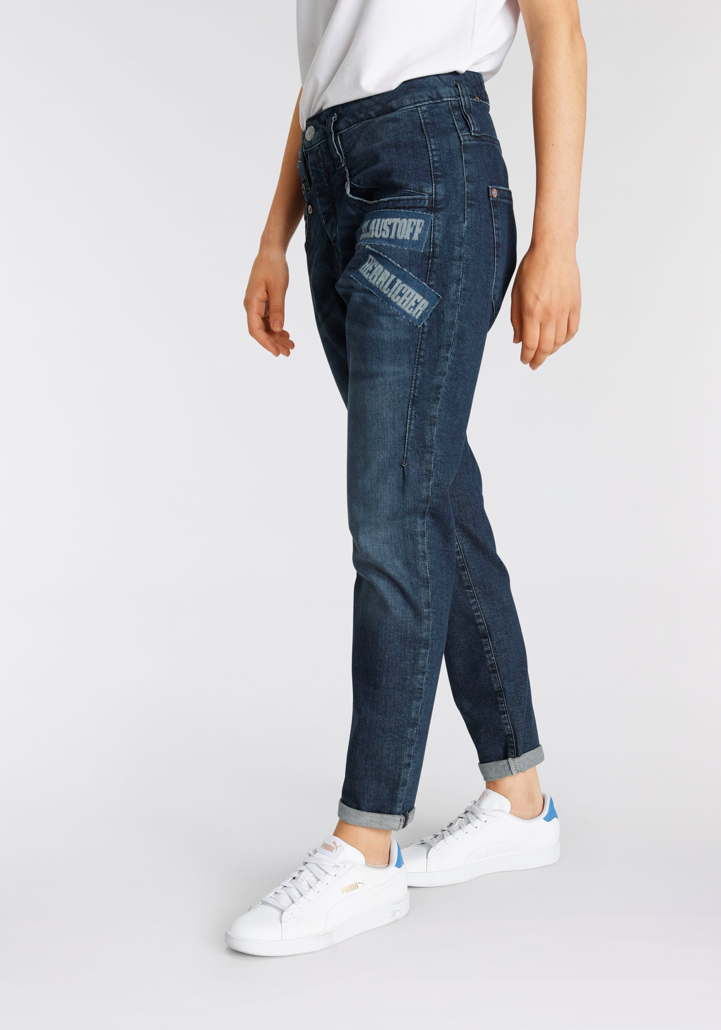 Herrlicher Ankle-Jeans SHYRA CROPPED ORGANIC mit seitlicher Logo-Applizierung