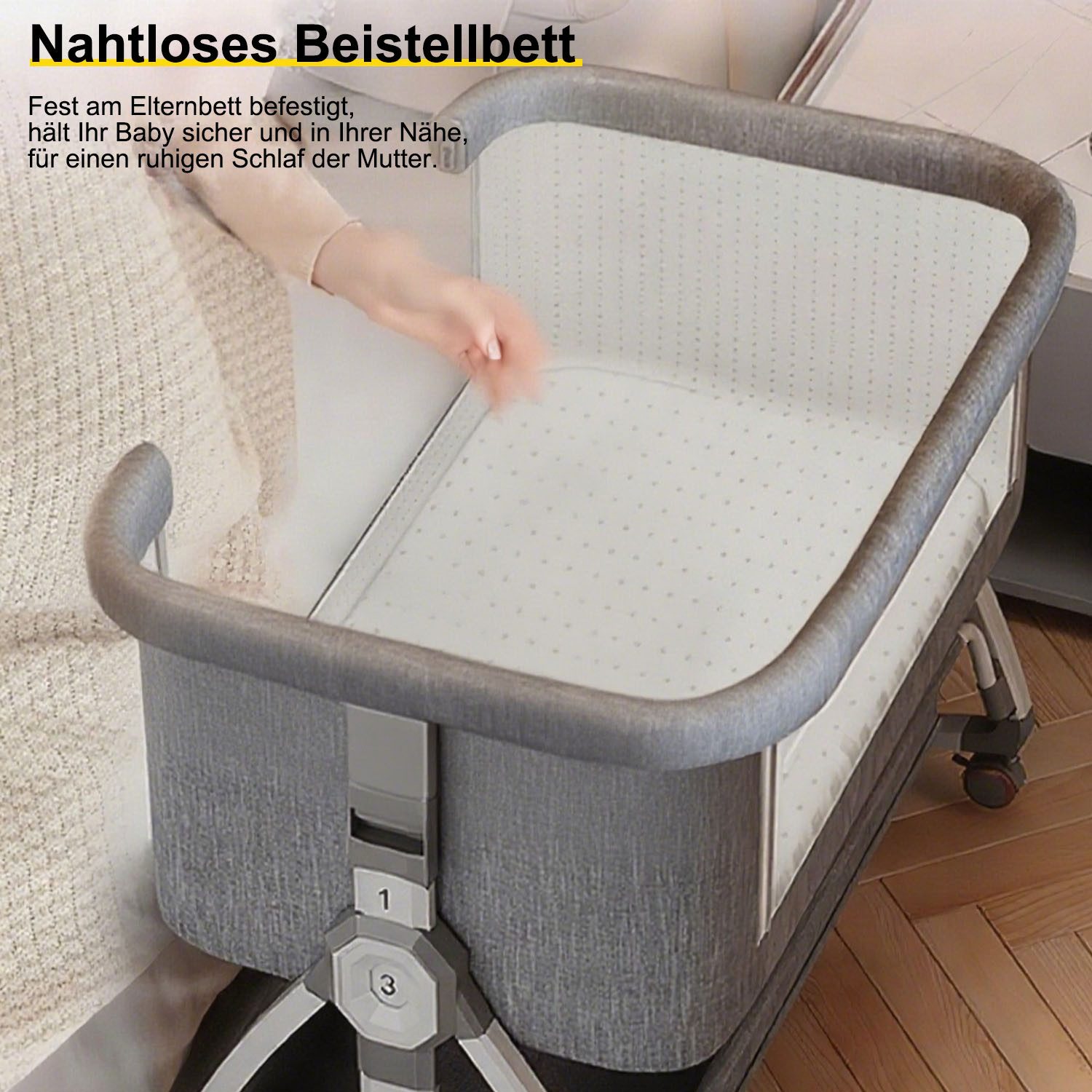 AIMAX Babybett Zustellbett Reisebett Kinderreisebett mit Matratze Laufstall, Höhenverstellug Moskitonetz Wickeltisch zu Montieren und zu Falten