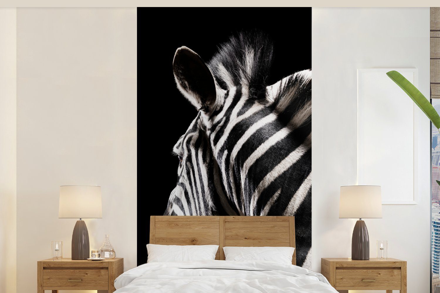 MuchoWow Fototapete Zebra - Wilde Tiere - Muster, Matt, bedruckt, (2 St), Vliestapete für Wohnzimmer Schlafzimmer Küche, Fototapete