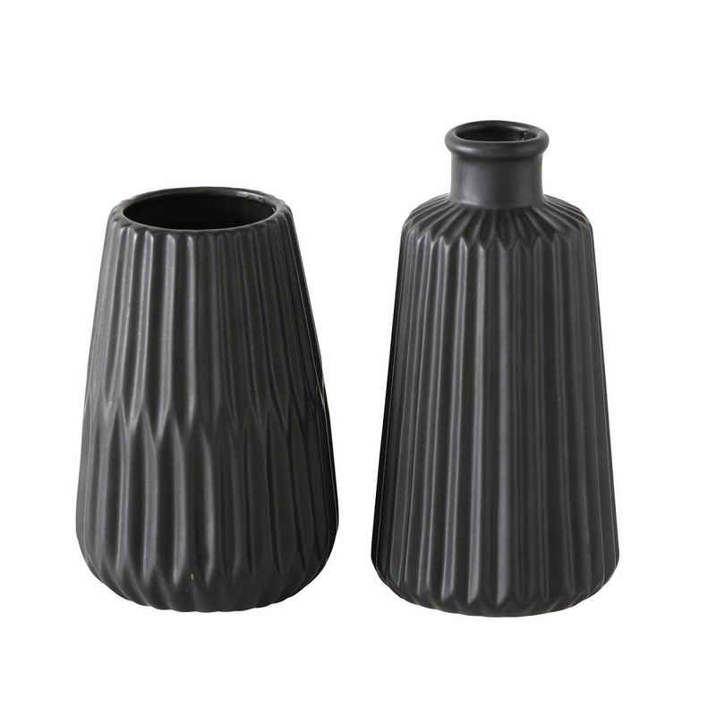 BOLTZE GRUPPE GmbH Tischvase »Vase Blumenvase Porzellan Esko matt schwarz 2erSet«