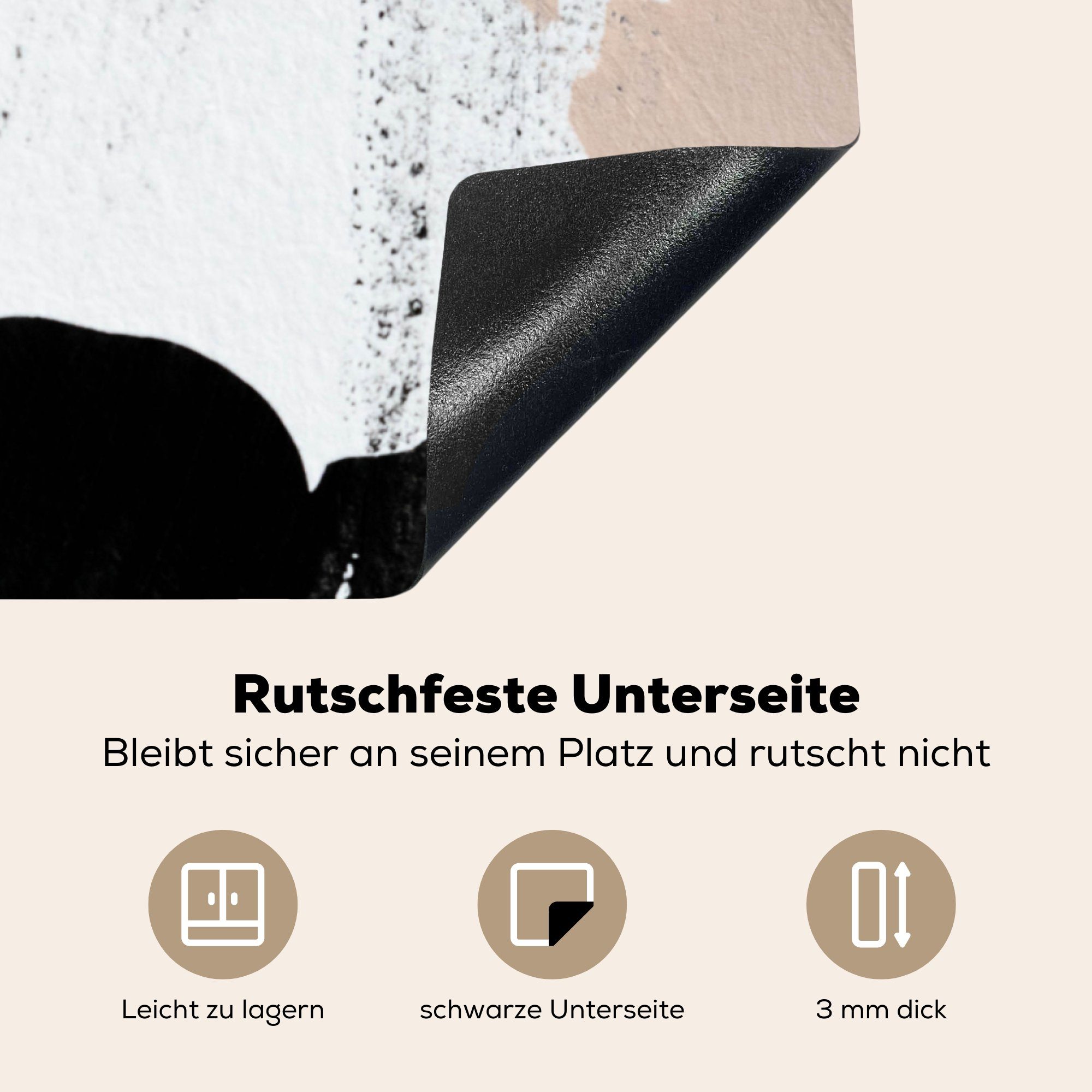 MuchoWow Herdblende-/Abdeckplatte Schwarz - Induktionskochfeld Design, Abstrakt für küche, die cm, 81x52 - (1 Schutz Ceranfeldabdeckung tlg), Vinyl
