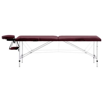 vidaXL Massageliege Massageliege Klappbar 2-Zonen Aluminiumgestell Bordeaux-Lila