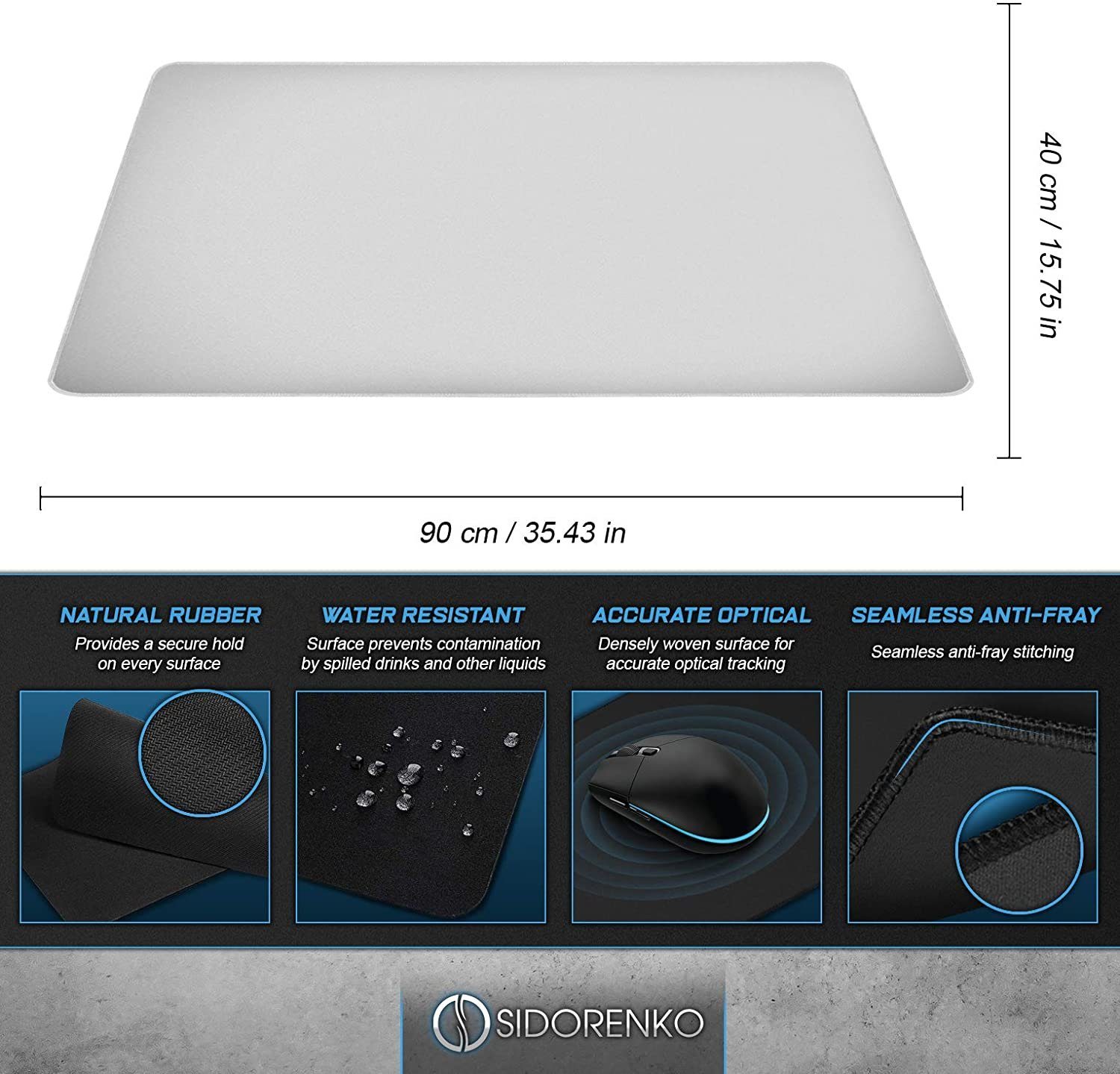 MAXLVL Gaming Mauspad 900 x 400mm - Fransenfreie Ränder - rutschfest (Großes Mousepad präzises und langlebiges Large Mouse Pad), Rutschfeste Schreibtischunterlage für Gaming und Büro