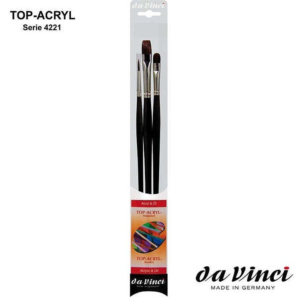 Da Vinci Pinsel da Vinci Acryl- & Ölpinsel 3er Pinselset, Acrylpinsel, Ölmalerei, (3 Stück), Acrylmalerei, Synthetikfasern, Esagonalstiel