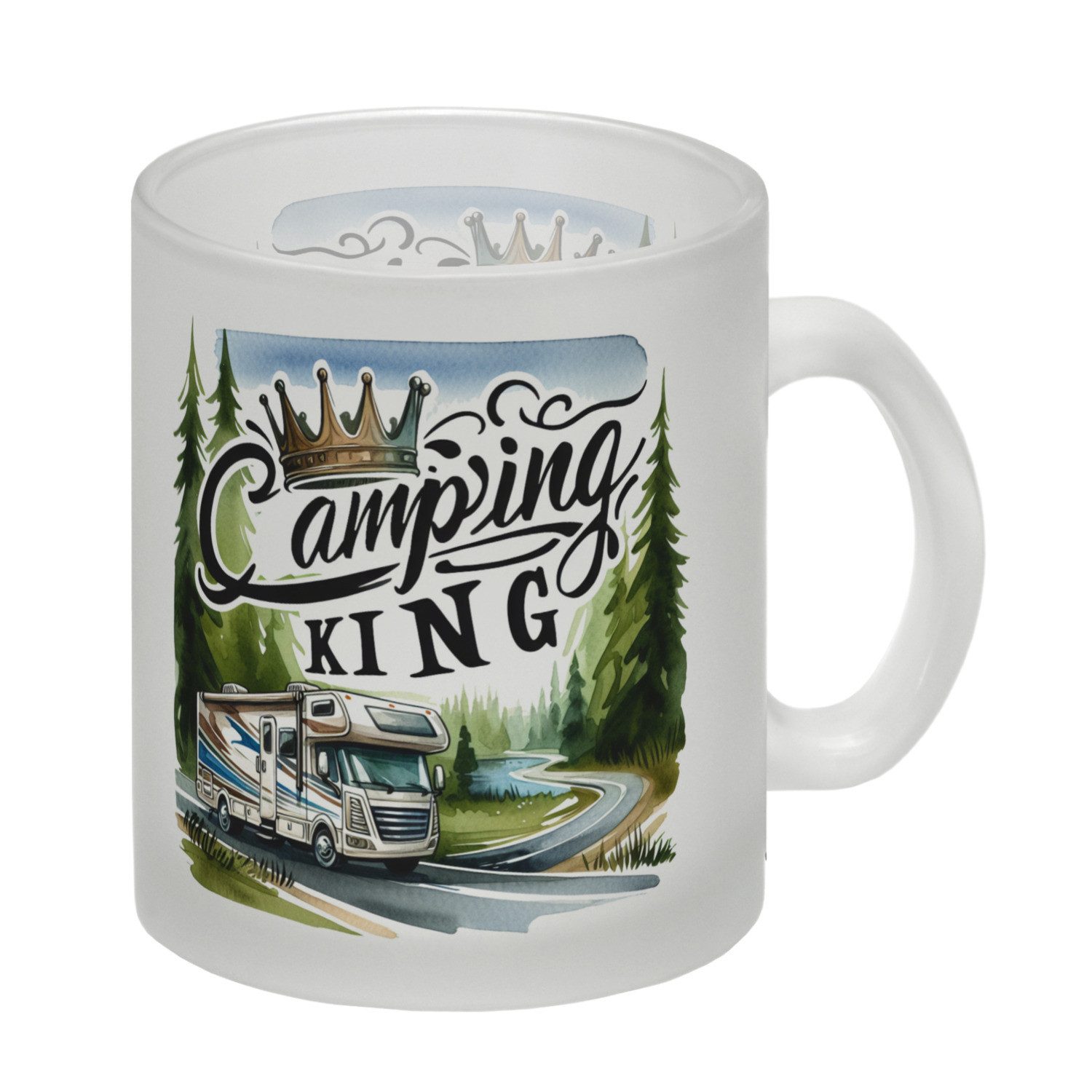 Tasse Camping King mit Wohnmobil Glas Tasse