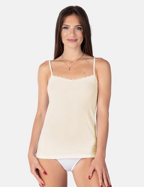 Bellivalini Unterhemd Damen Unterhemd aus Baumwolle mit Spitze BLV50-221