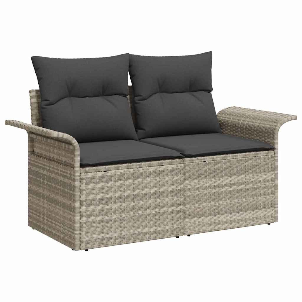 vidaXL Loungesofa Gartensofa mit Kissen Hellgrau 141 x 62 x 69cm Poly-Rattan, 1 Teile