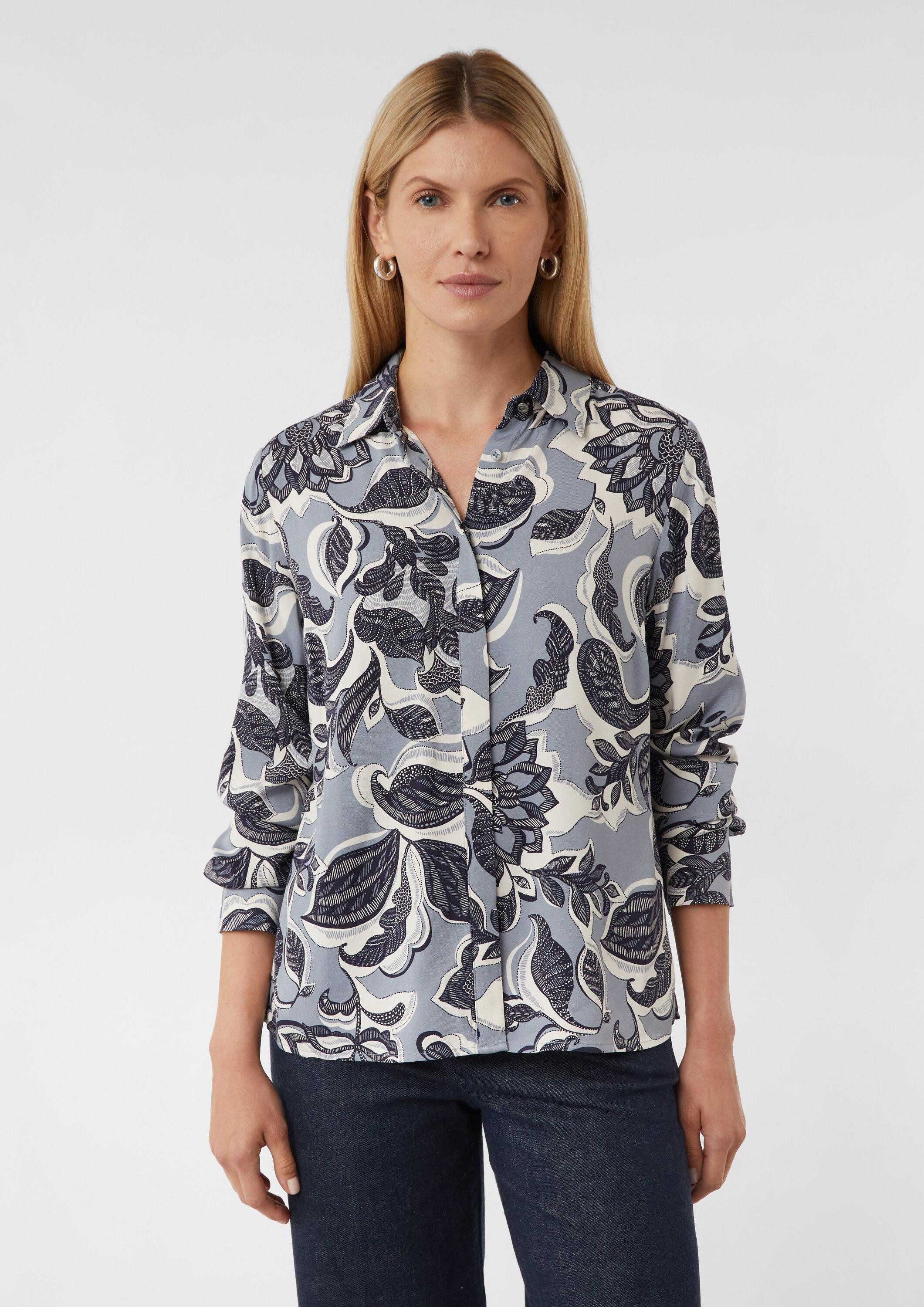 comma Langarmbluse Bluse Bluse mit All-over-Print und verdeckter Knopfleist günstig online kaufen