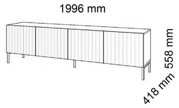 Domando Lowboard Lowboard San Giulio M2, Breite 200cm, Push-to-open-Funktion, besondere Fräsoptik, goldene Füße