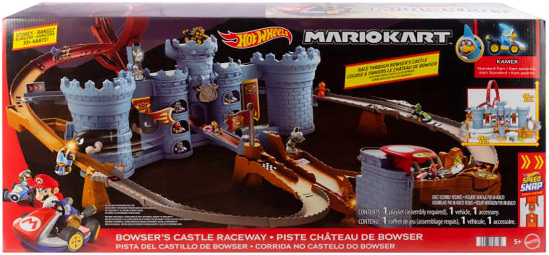 Hot Wheels Autorennbahn Mario Kart Bowsers Schloss-Rennbahn, inklusive Die-Cast-Kamek