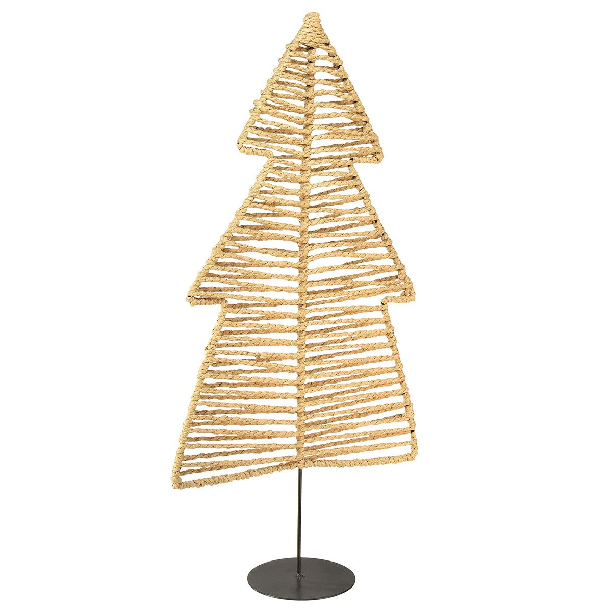 Viana Künstlicher Weihnachtsbaum Deko Tannenbaum Schwarz Metall Raffia Natur 30x11,5x60cm