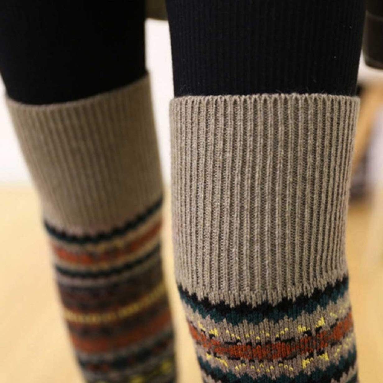 Coonoor Beinstulpen Damen Lange Winter Legwarmer Gestrickt Verdicken Beinwärmer (Böhmischer Stil Beinstulpen) Overknee Strümpfe Tanzen Strumpf Knit Crochet Sock – Bild 3 von 5