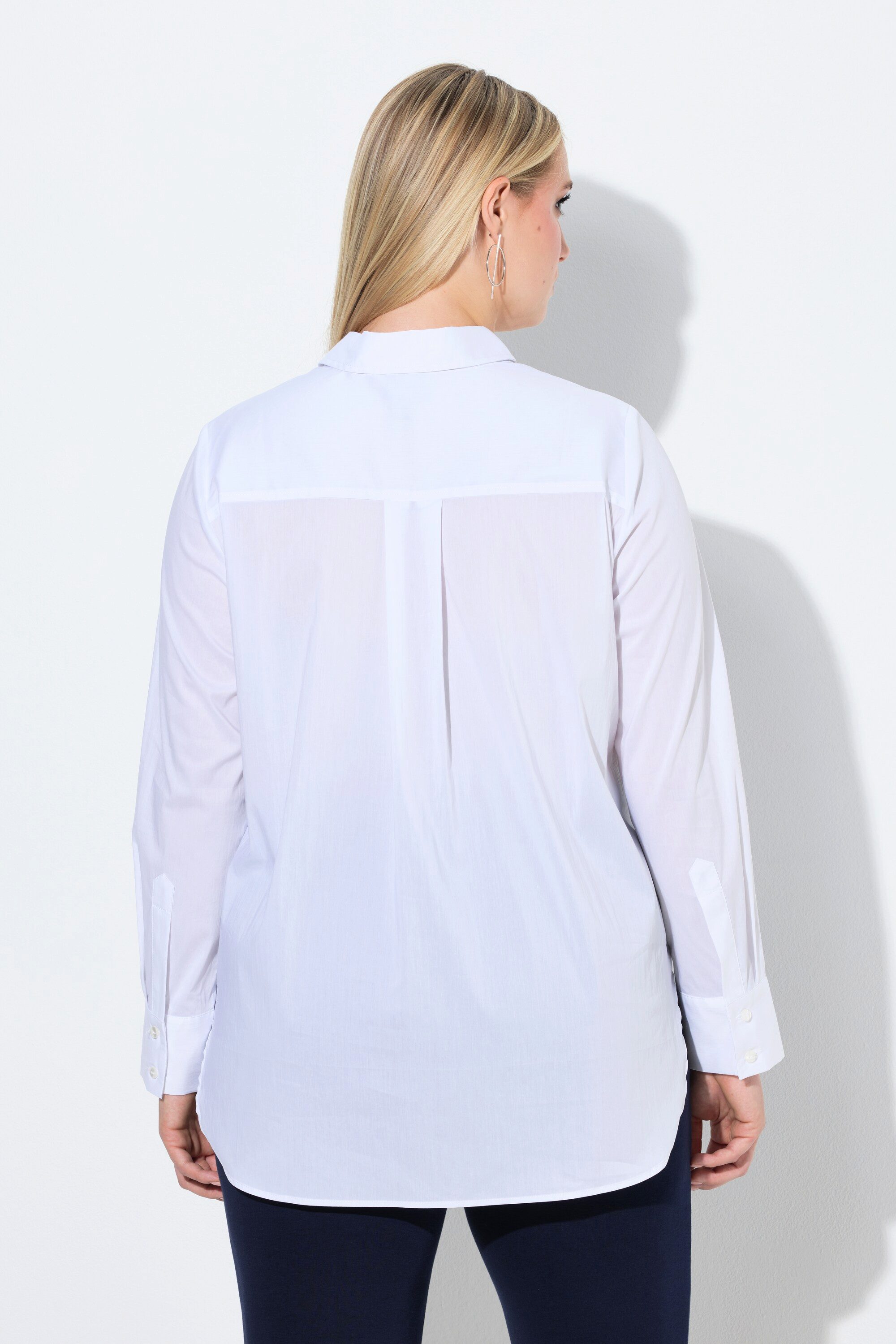 Ulla Popken Hemdbluse Bluse Blütenstickerei Hemdkragen Langarm