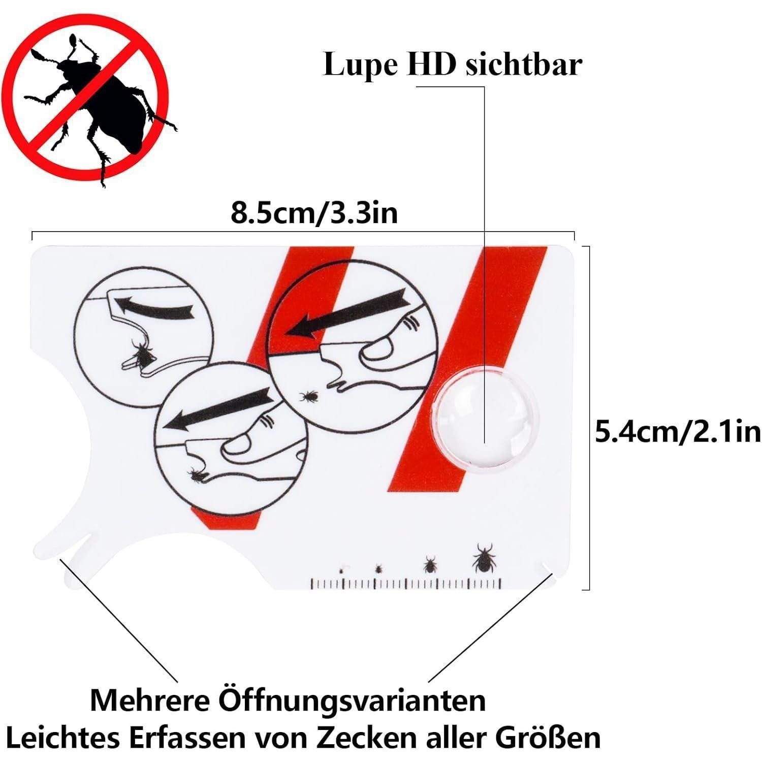 LuxusKollektion Zeckenpinzette Zeckenkarte mit Lupe 2 Stk.