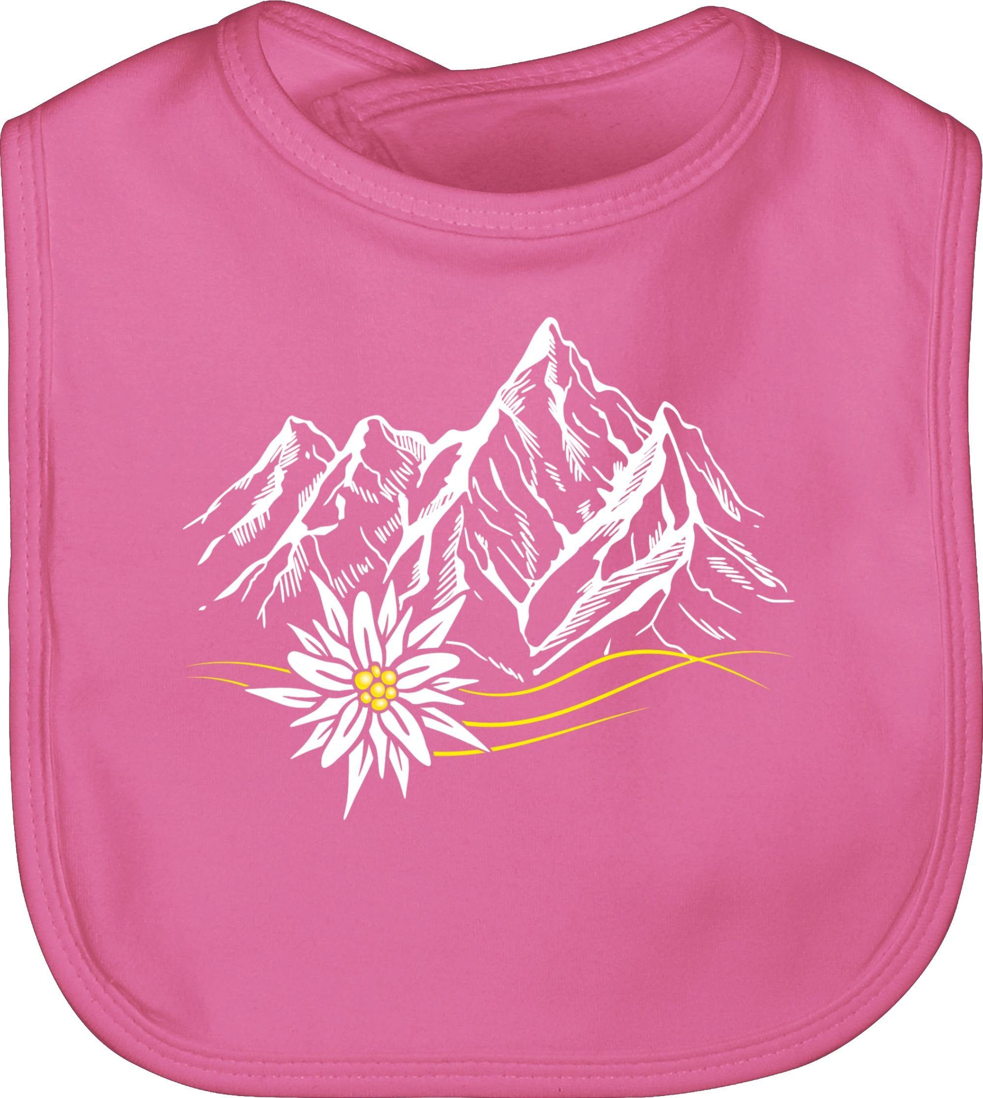 Shirtracer Lätzchen Edelweiß Berge Wandern Wanderlust Berg ruft Alpen, Mode für Oktoberfest Baby Outfit 1 Pink