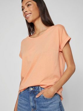 Vila Rundhalsshirt VIDREAMERS NEW PURE T-SHIRT/SU-NOOS Basic Damen-T-Shirt mit Rundhalsausschnitt und umgeschlagenen Ärmeln