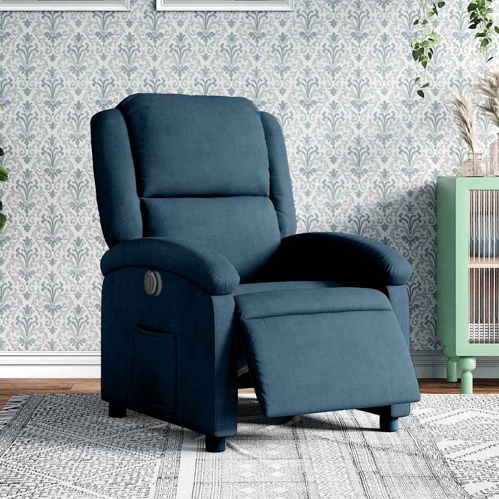 vidaXL Sessel Relaxsessel Elektrisch Blau Samt (1-St)