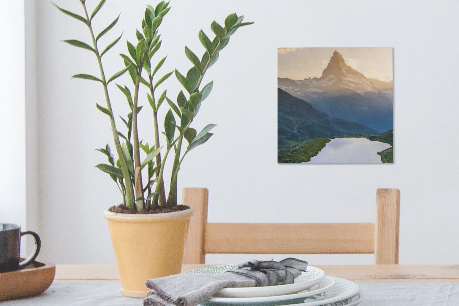 Sonnenuntergang bei im Leinwand Leinwandbild Stellisee OneMillionCanvasses® und Schlafzimmer (1 Wohnzimmer Wallis, Schweiz, für St), Matterhorn Bilder