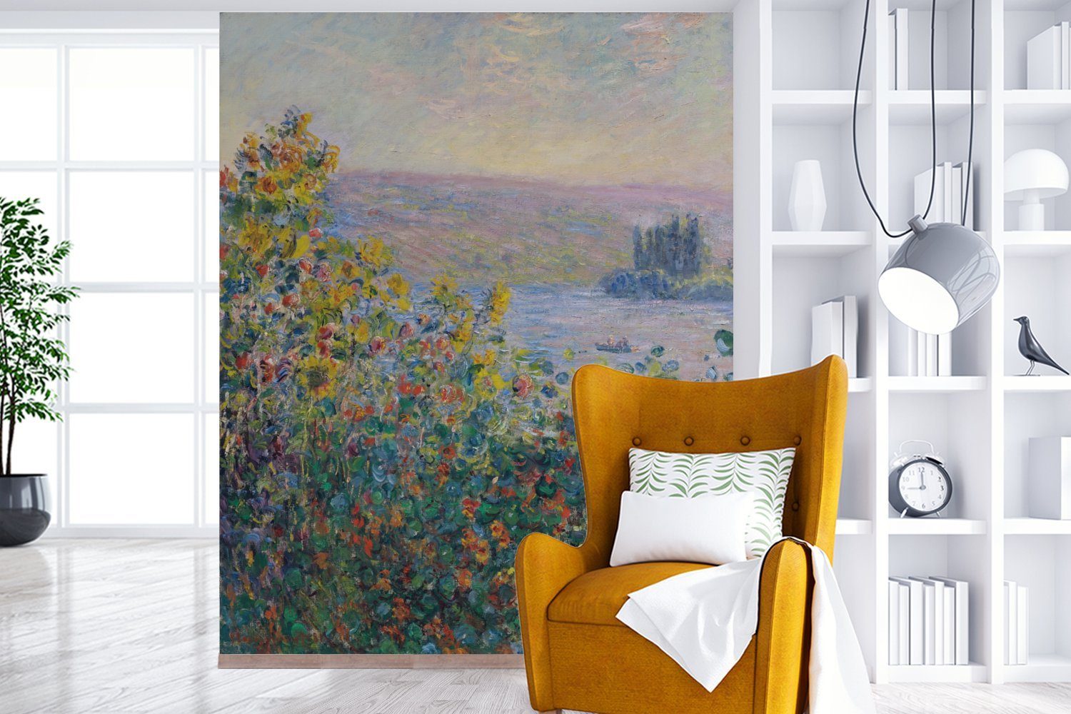 Wohnzimmer Blumenbeete St), MuchoWow Vliestapete - Fototapete Matt, Fototapete (3 Vetheuil Monet, Gemälde von Claude in Küche, Schlafzimmer für bedruckt,