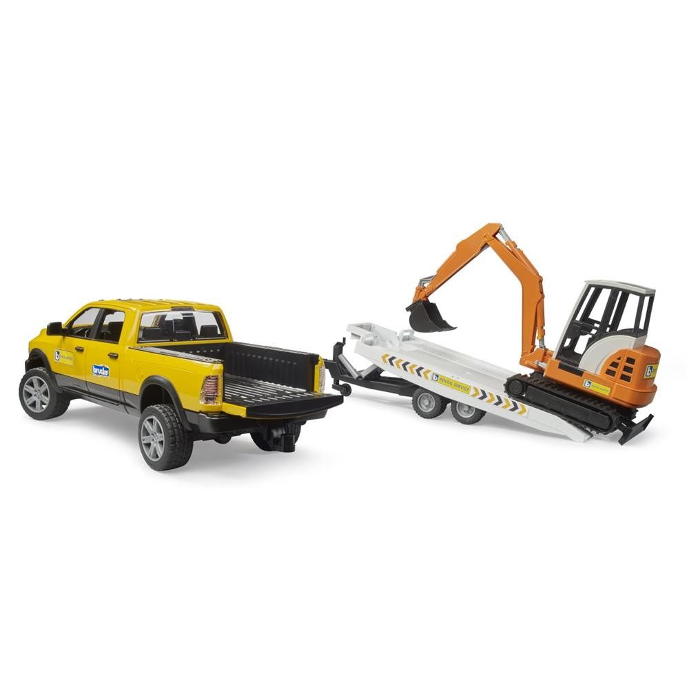 Bruder® Spielzeug-Auto Spielzeug-Bauset mit Pick-up, Anhänger und Minibagger, beweglicher Baggerarm, Türen zum Öffnen, Maßstab 1:16, ab 4 Jahren