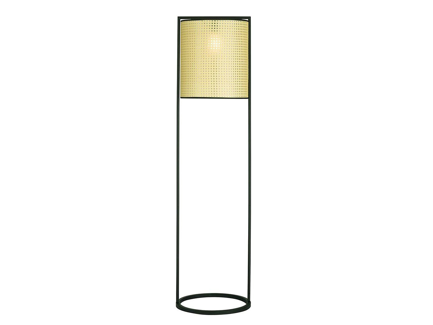 Lampen-Schirm Rattan-Optik LED meineWunschleuchte 150cm, Beige mit Schwarz Stehlampe, Höhe wechselbar, LED Warmweiß, in