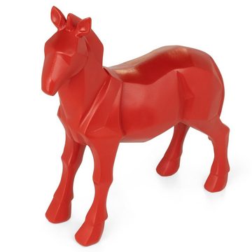 Moritz Dekofigur Polygonal Pferd rot, Polyresin Figuren Deko Geschenk Geometrische TierFigur Modern Skulptur