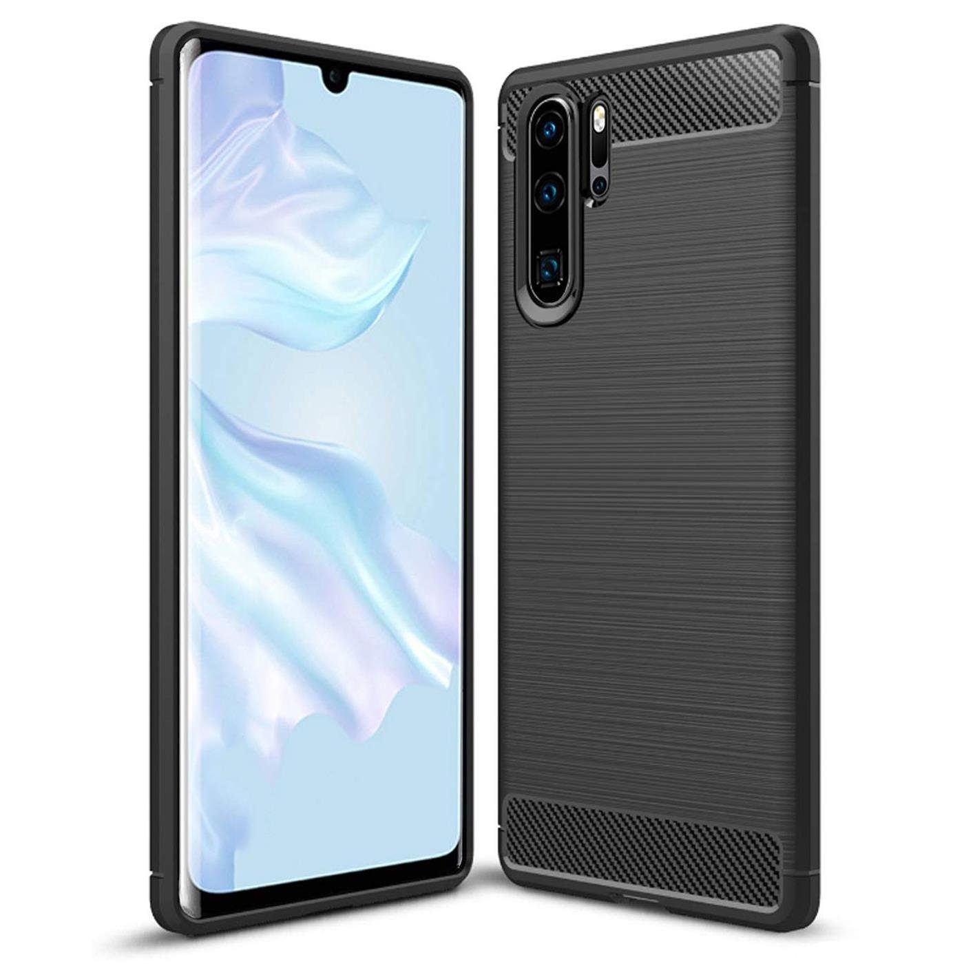 CoolGadget Handyhülle Carbon Handy Hülle für Huawei P30 Pro 6,5 Zoll, robuste Telefonhülle Case Schutzhülle für P30 Pro Hülle