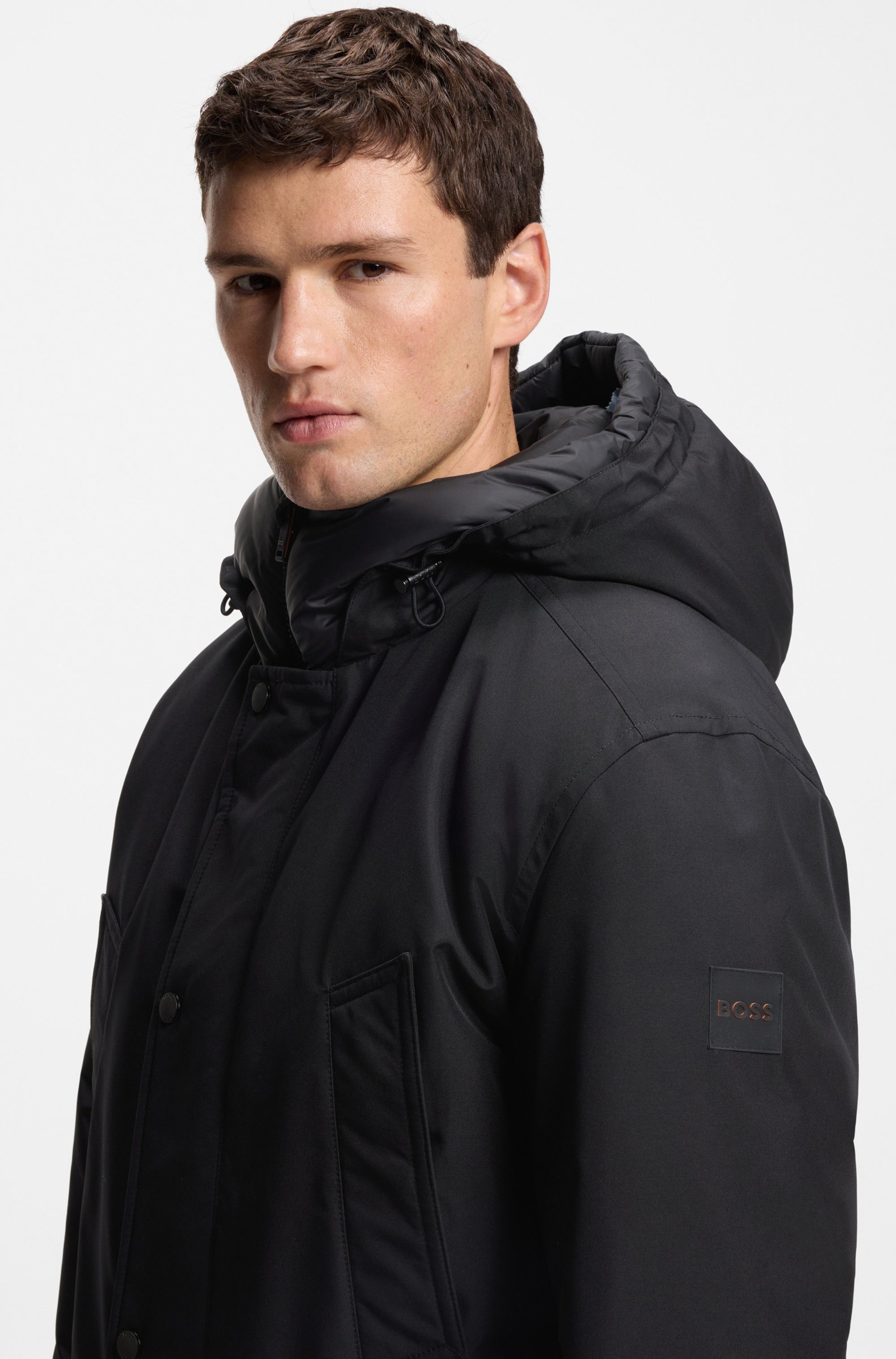 BOSS ORANGE Parka Osiass relaxed fit, mit wattierter Kapuze, verdeckter Reißverschluss