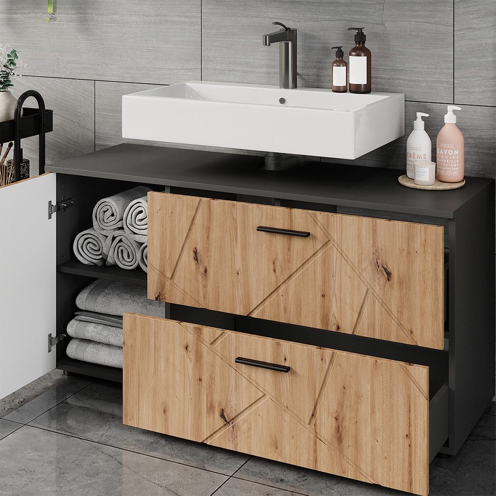Vicco Waschbeckenunterschrank Irma, Anthrazit/Artisan, 120.1 x 60.6 cm mit günstig online kaufen