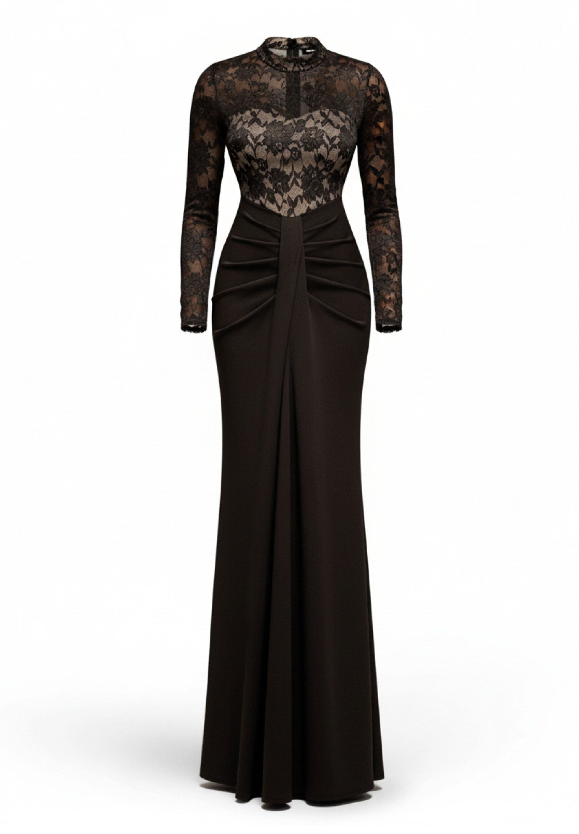 Goddiva Maxikleid Lace High Neck Sheer Bodice Long Sleeve Maxi Dress langes günstig online kaufen