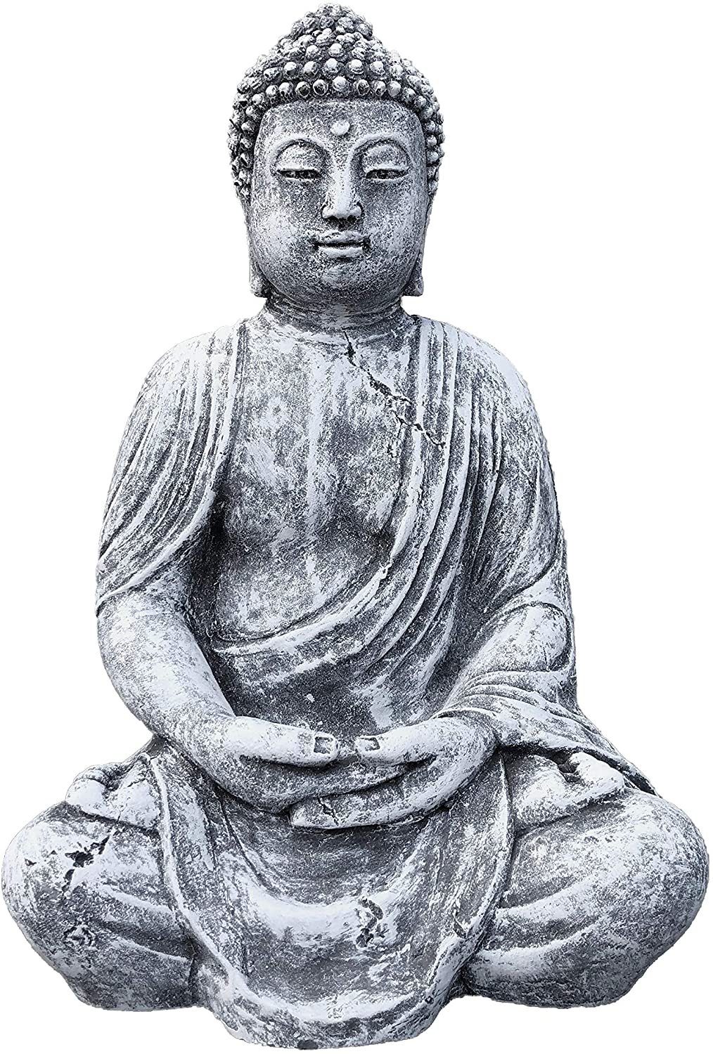 Preisvergleich für Stone and Style Gartenfigur Frostfeste Steinfigur großer Buddha Shiva, BxHxT 25x38x18 cm, in der Farbe Grau, aus Beton