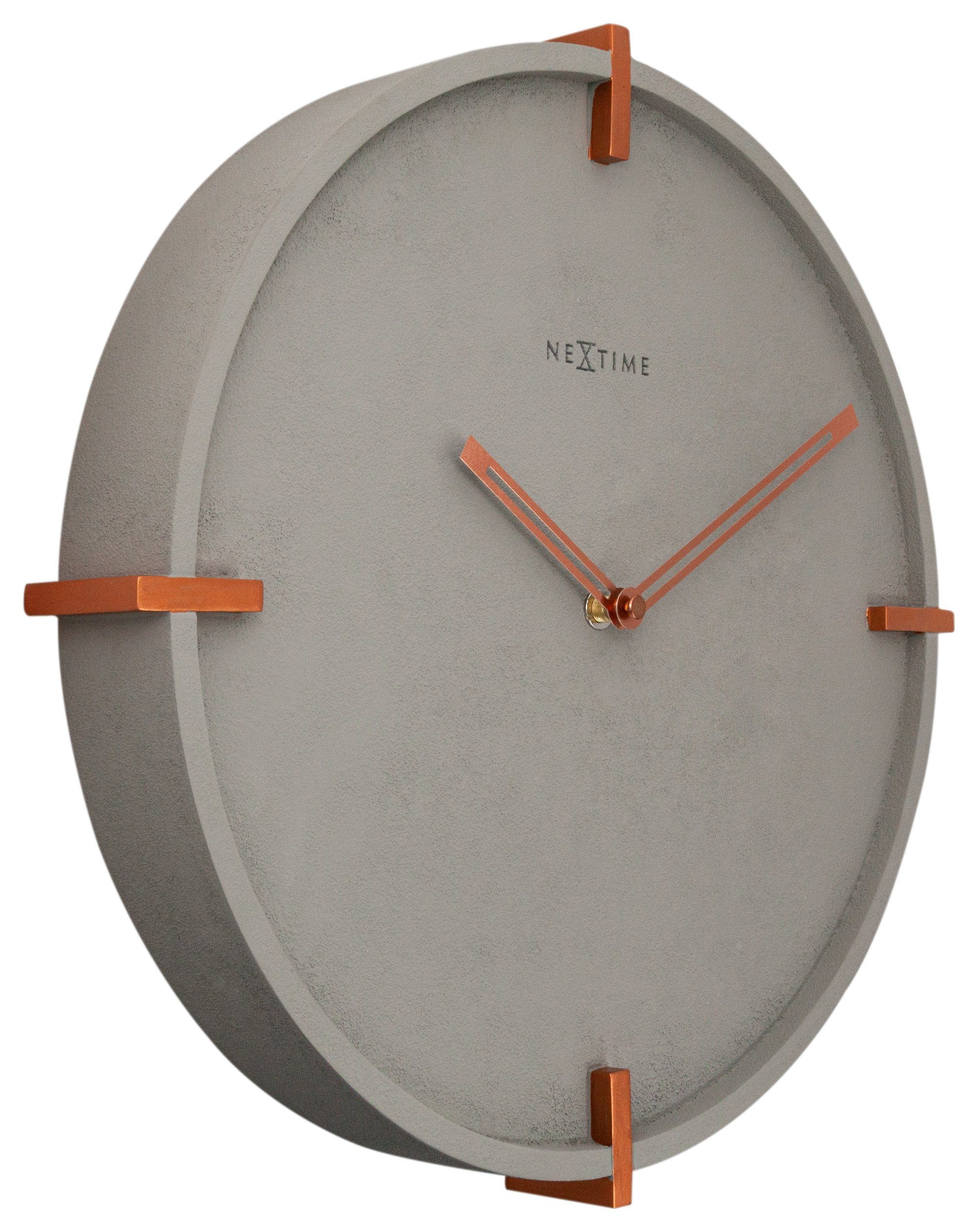 NEXTIME Wanduhr 3515 Kupferelementen) mit (Stilvolle Beton-Optik