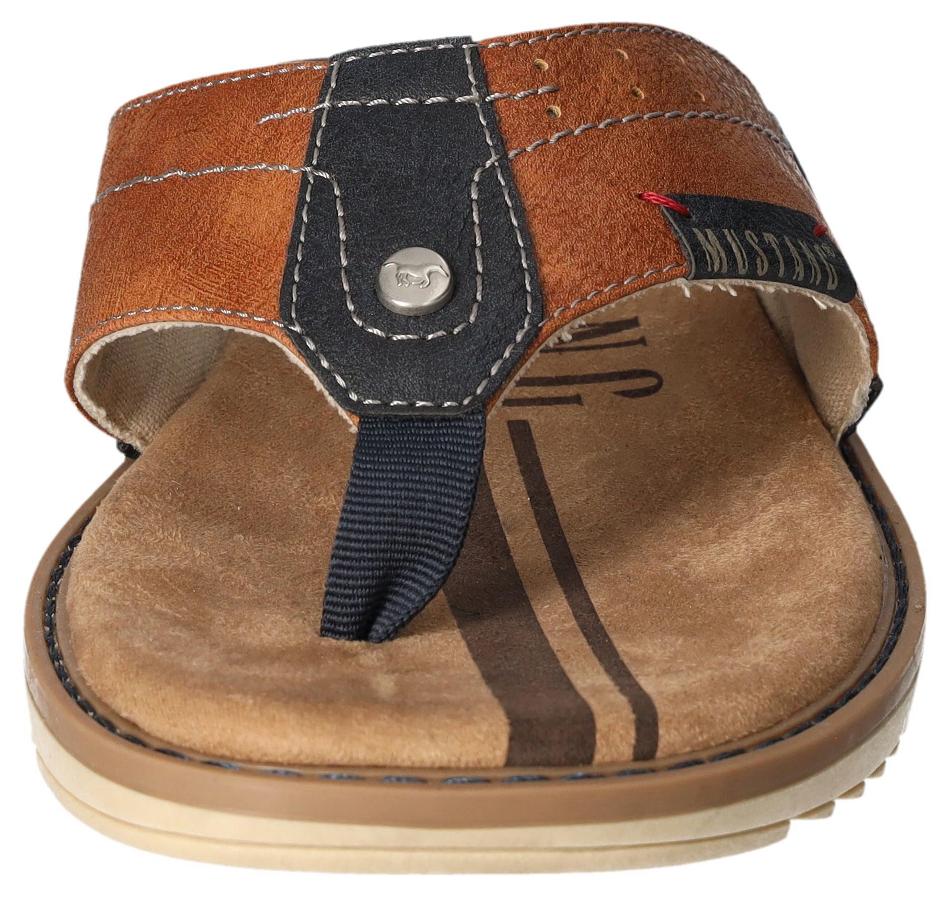 Mustang Shoes Zehentrenner, Sommerschuh, Schlappen, Poolslides, Badeschuh, stylische Farbkombi