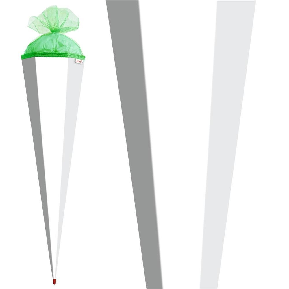 Basteltüte cm, Roth grünem mit Schultüte 85 eckig, Weiß, Tüllverschluss, Rot(h)-Spitze
