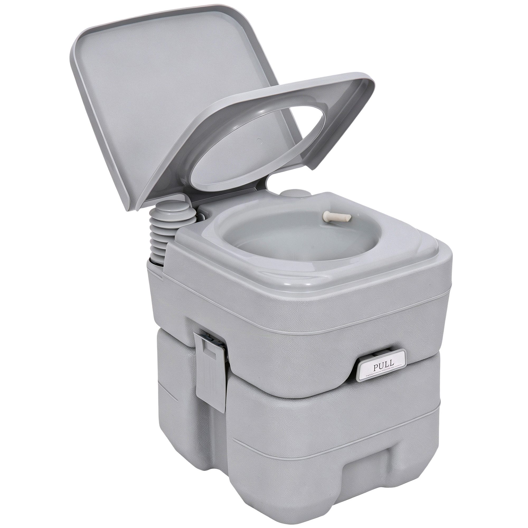 Outsunny Campingtoilette Camping-WC mit Spül- und Abwassertank, Trockentoilette Kunststoff, (Camping WC, 1-St., Mobil-WC), für Camping, Wandern, Reisen, Angeln, Grau