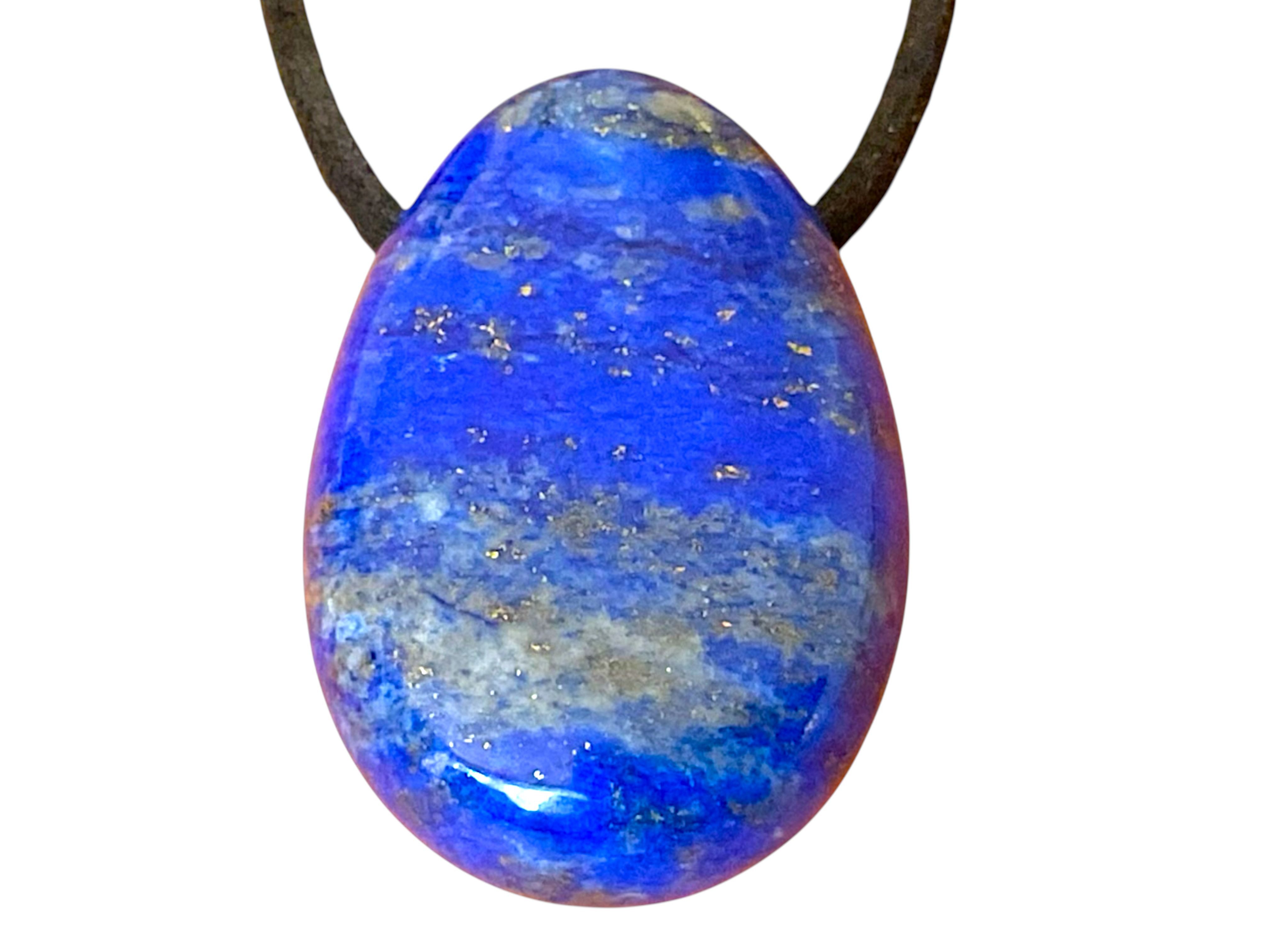 Steinfixx® Amulett Set Edelstein Anhänger aus echtem Lapis Lazuli, Tropfenanhänger (30x20mm, 1-tlg., meisterhaft poliert, Pakistan), incl. 80 cm Wildlederband und Geschenkverpackung