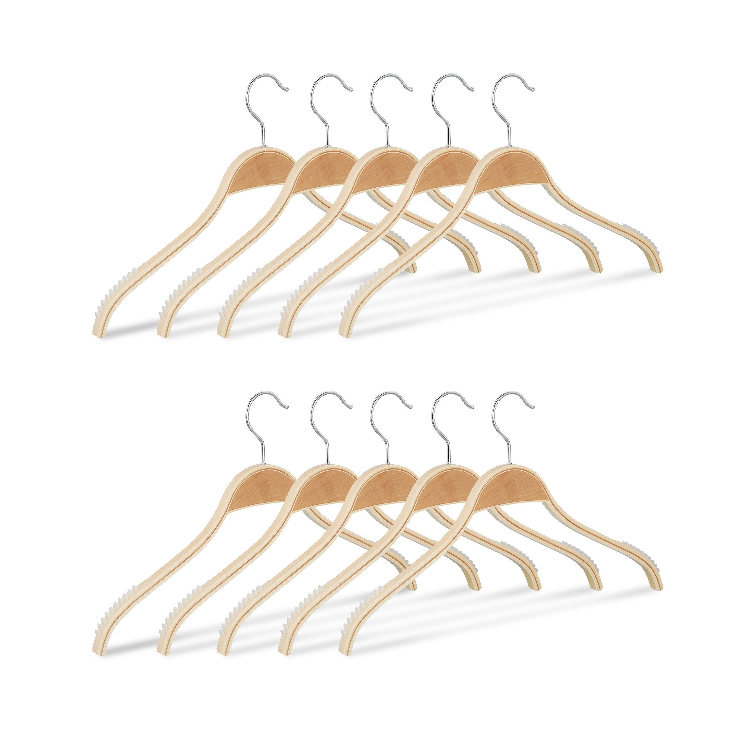 relaxdays Kleiderbügel Holz 10er Set, natur