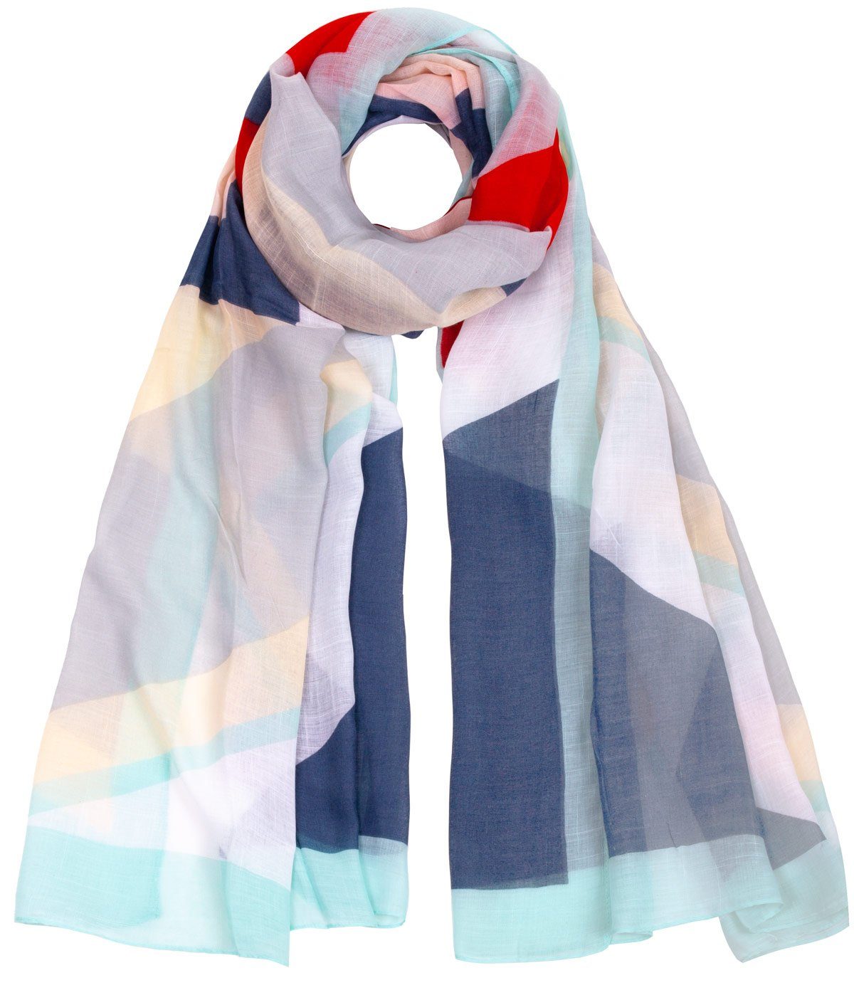 Faera Modeschal, Damen Schal geometrisch gemusterter weicher und leichter Damenschal mint