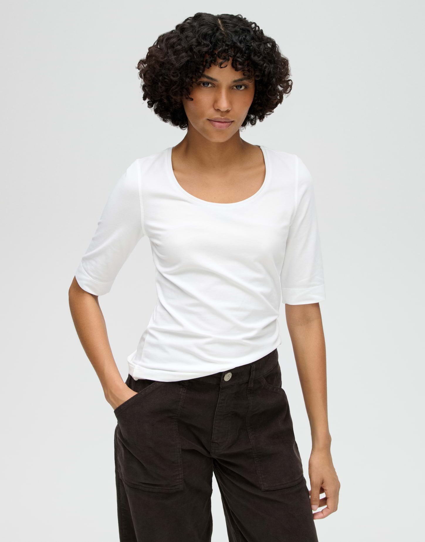 OPUS Kurzarmshirt Kurzarmshirt aus Jersey Slim Shirt aus Jersey