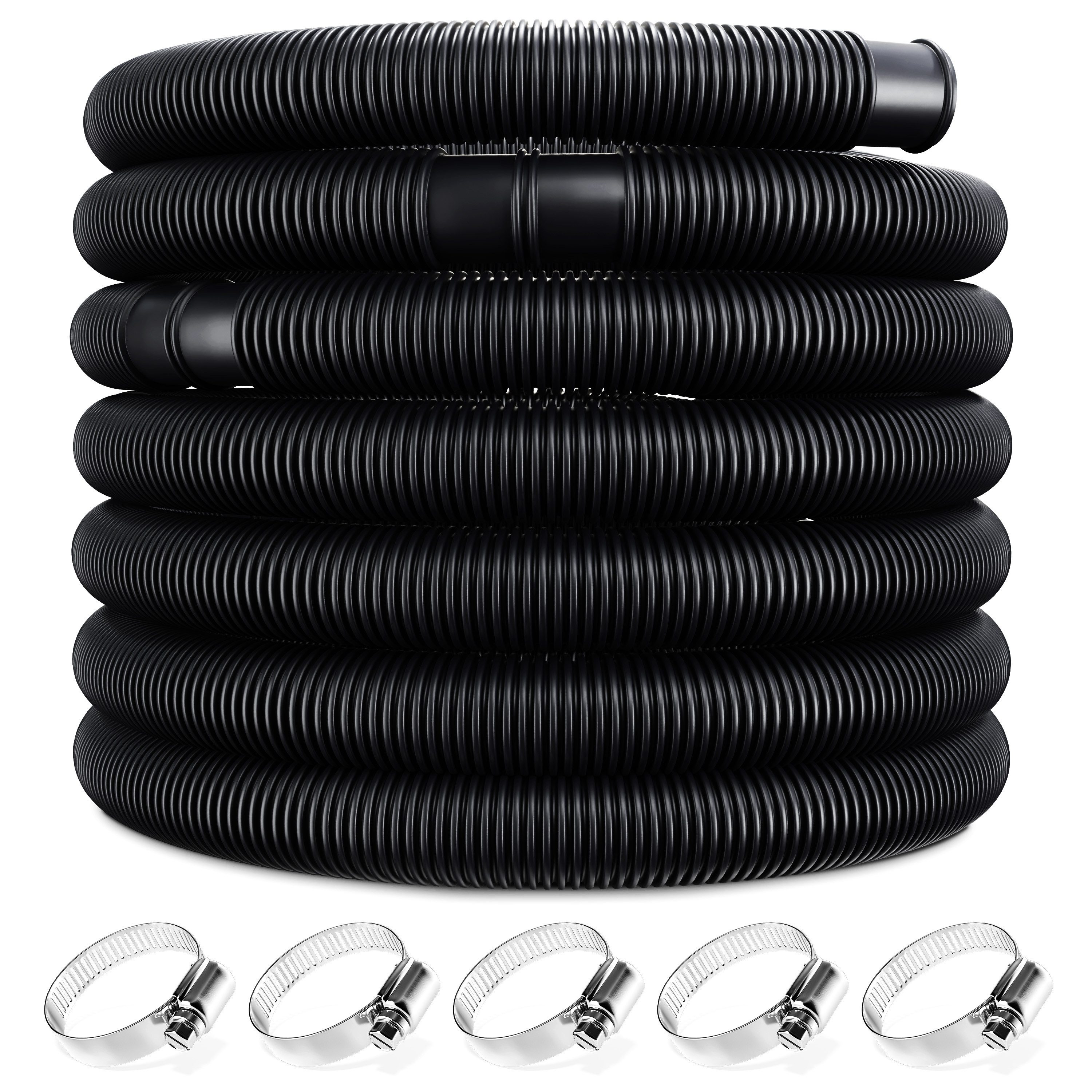 monzana Poolschlauch, 14m Ø 38mm schwarz flexibel mit Muffen Poolschlauch Schwimmbadschlauch