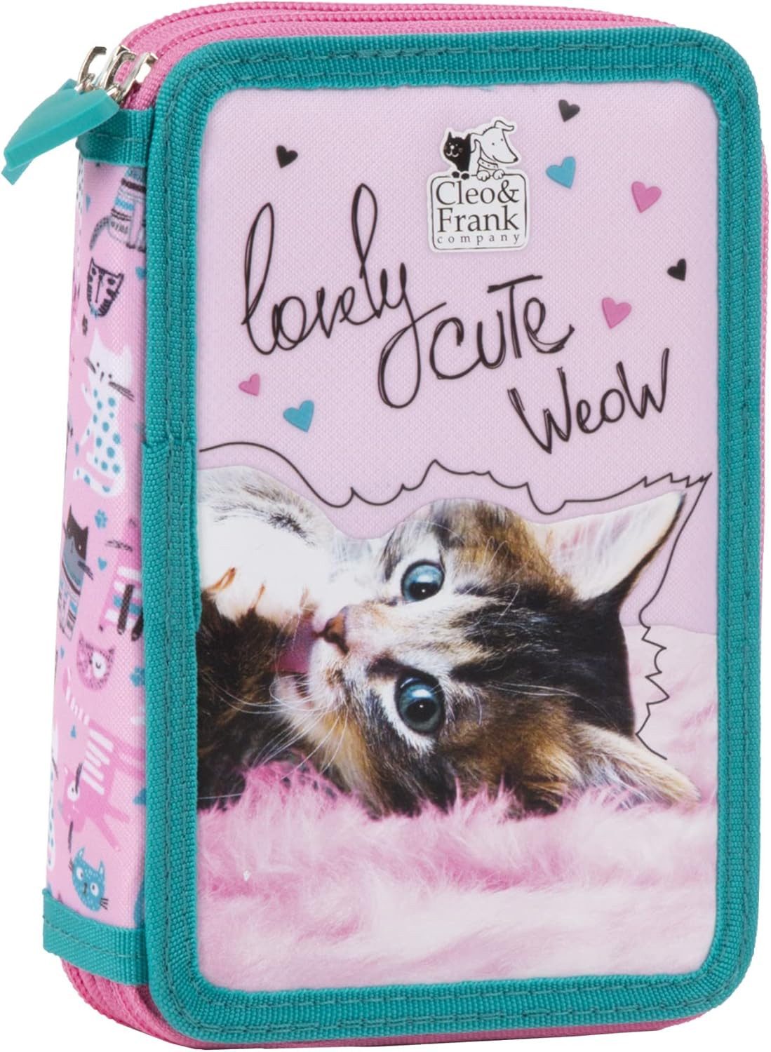 GOLDKIDS Federmäppchen Katze Cat Cleo & Frank, (27 TLG. Federtasche, 1-tlg., Kinder Federmappe Federmäppchen 20), x 12,5 x 4 cm gefüllt inkl Füller