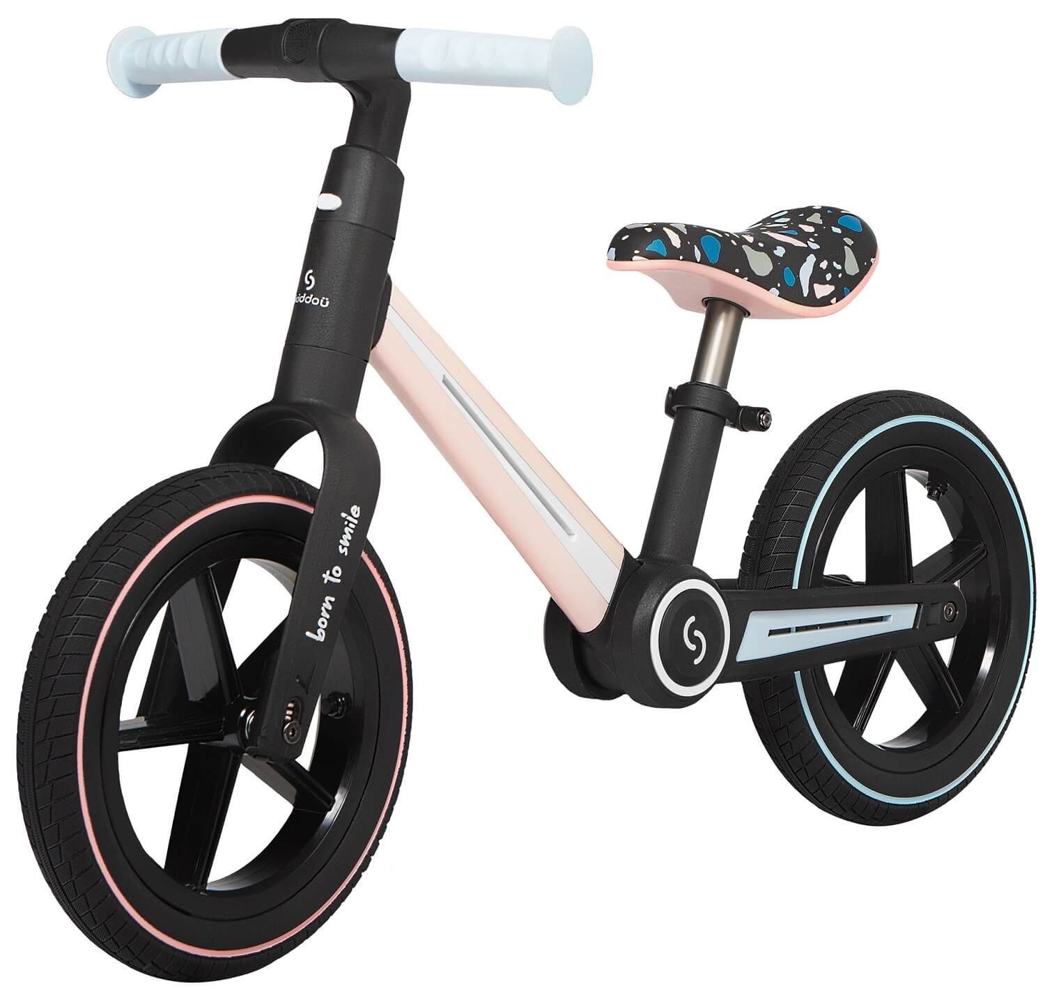 Skiddoü Laufrad Ronny faltbares Laufrad für Kinder bis 30 kg verstellbar in 3 Farben 12 Zoll, inkl. Malbuch rosa